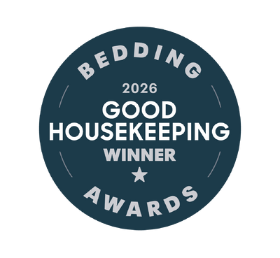 Good Housekeeping 2026 Bedding Awards winner badge on a white background