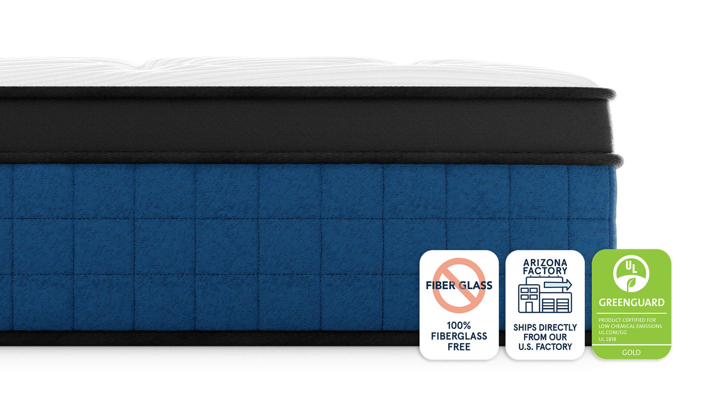 Bear Elite Ultra Hybrid mattress side cutout showing layered profile