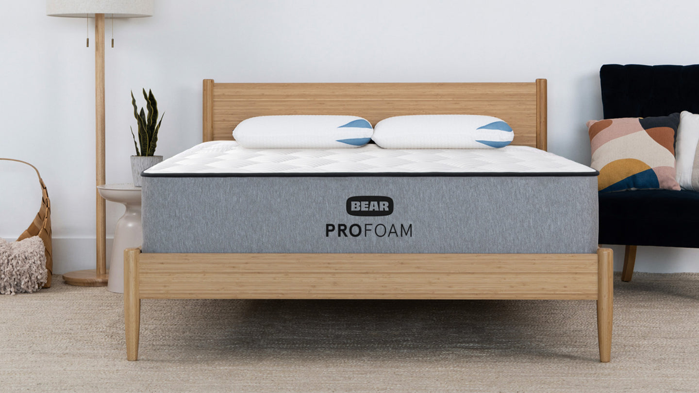 Bear Pro Foam mattress front hero on a bed base