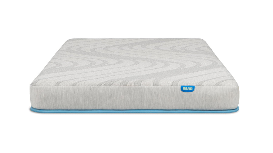 Bear Trundle Mattress – 5 inch, Twin size trundle mattress with a blue bottom edge and Bear label.